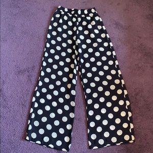 NWT F21 SEMI-SHEER POLKA-DOT WIDE LEG PANTS